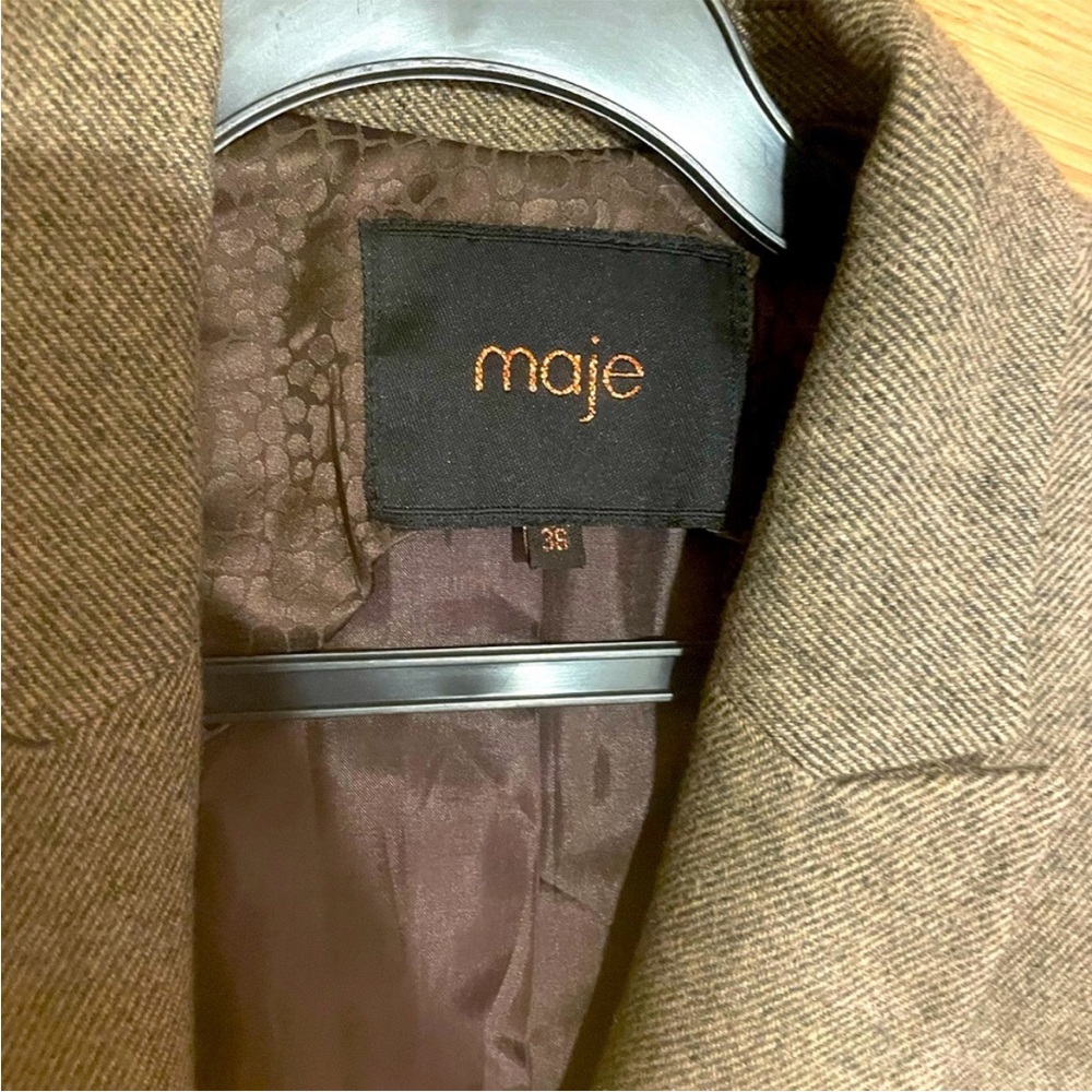 Maje Tan Herringbone Jacket